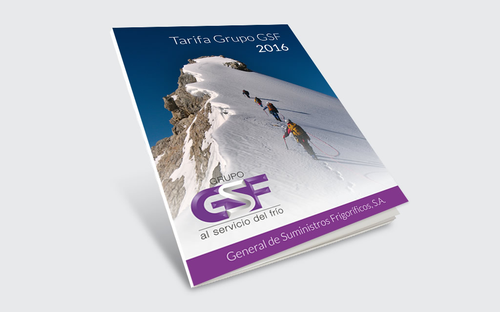 Diseño portada catálogo 2016 Grupo GSF - Ana Corbera Diseño web Freelance  Valencia